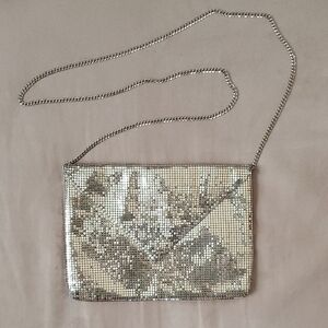 VTG Whiting & Davis Silver Clutch with Chain Strap